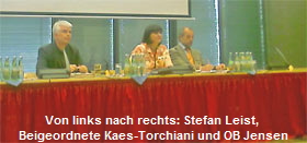 Von links nach rechts: Stefan Leist, 
Beigeordnete Kaes-Torchiani und OB Jensen